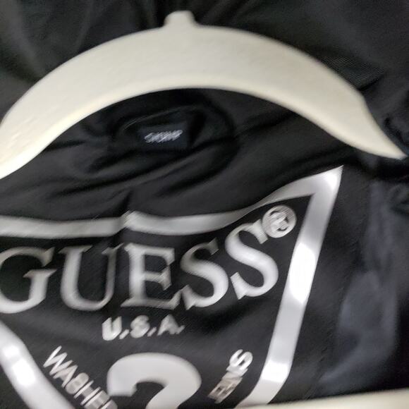 Guess Women's S Quilted Down Puffer Jacket Solid Black Hooded Winter Warm Staple - Picture 8 of 14